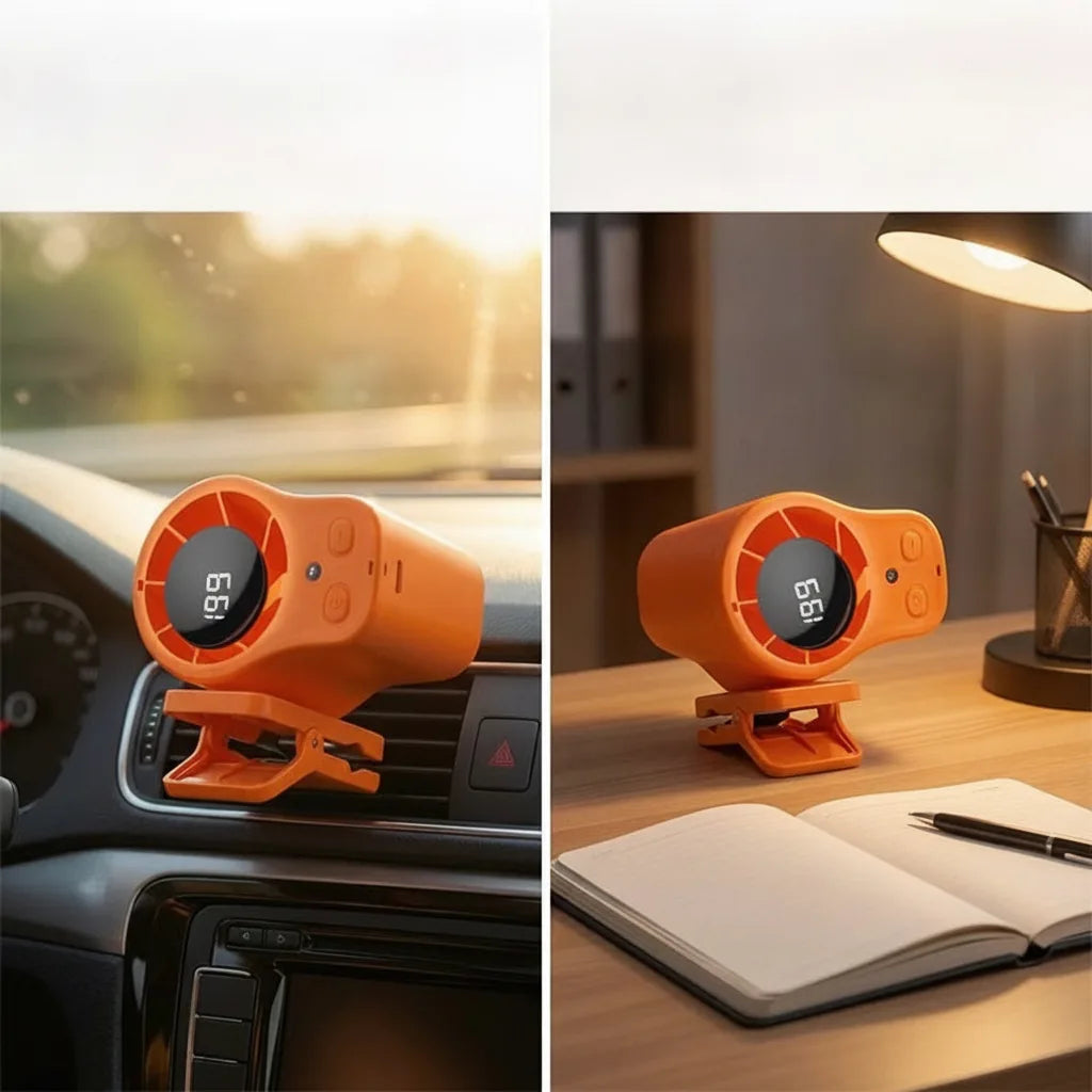 Car Vent Fan Clip Mount 3-Speed USB Rechargeable