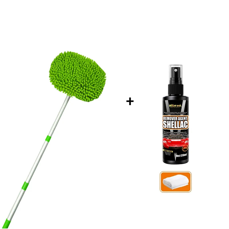 Car Wash Mop Telescopic Aluminum Handle Microfiber Head