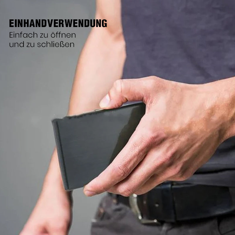 Card Holder Metal RFID-Blocking Slim Holds Six Cards