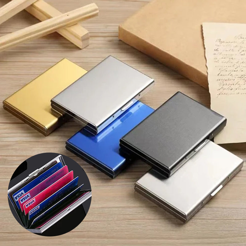 Card Holder Metal RFID-Blocking Slim Holds Six Cards