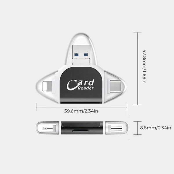 Card Reader 4-in-1 SD & MicroSD Lightning USB-C USB-A