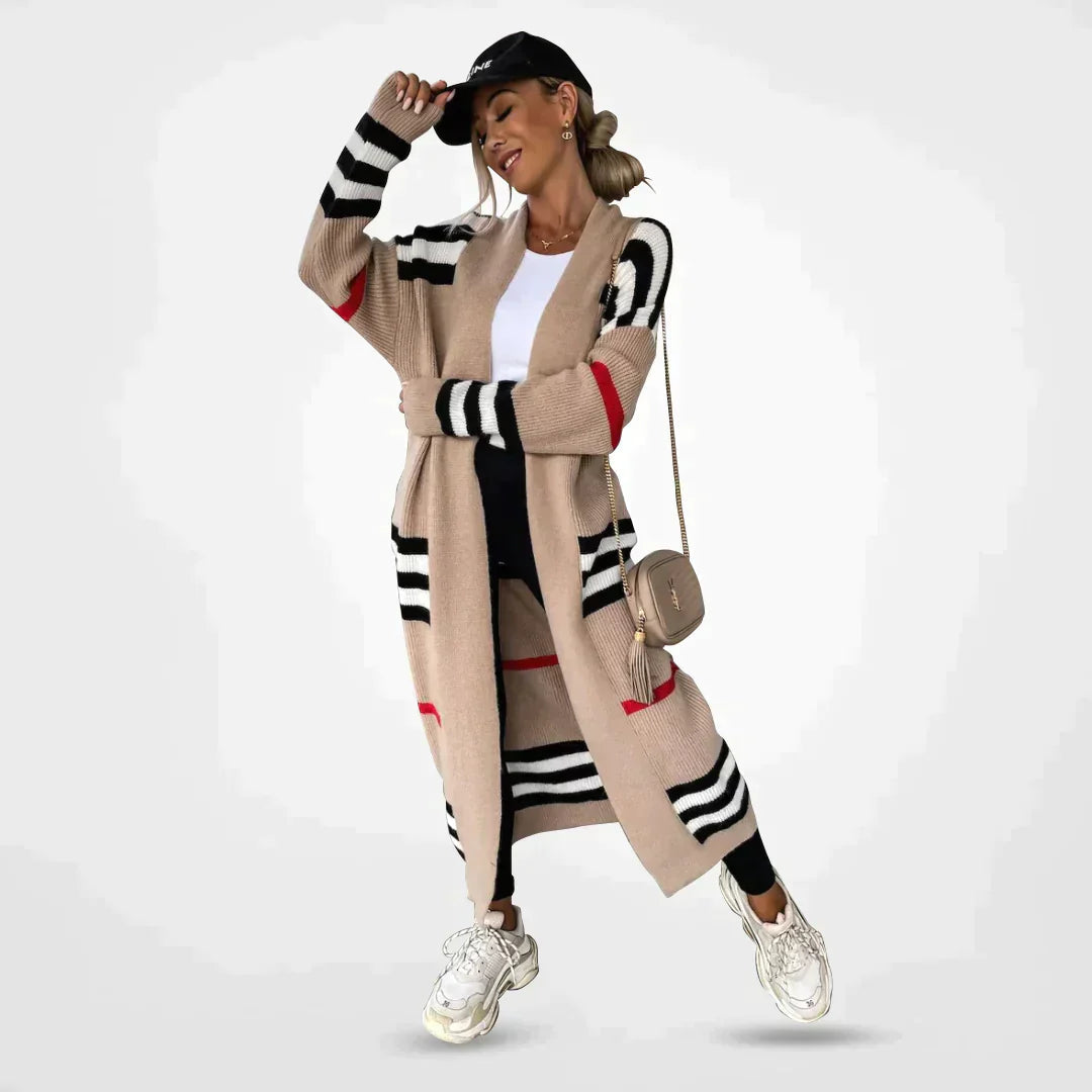 Cardigan Striped Open Front Lightweight