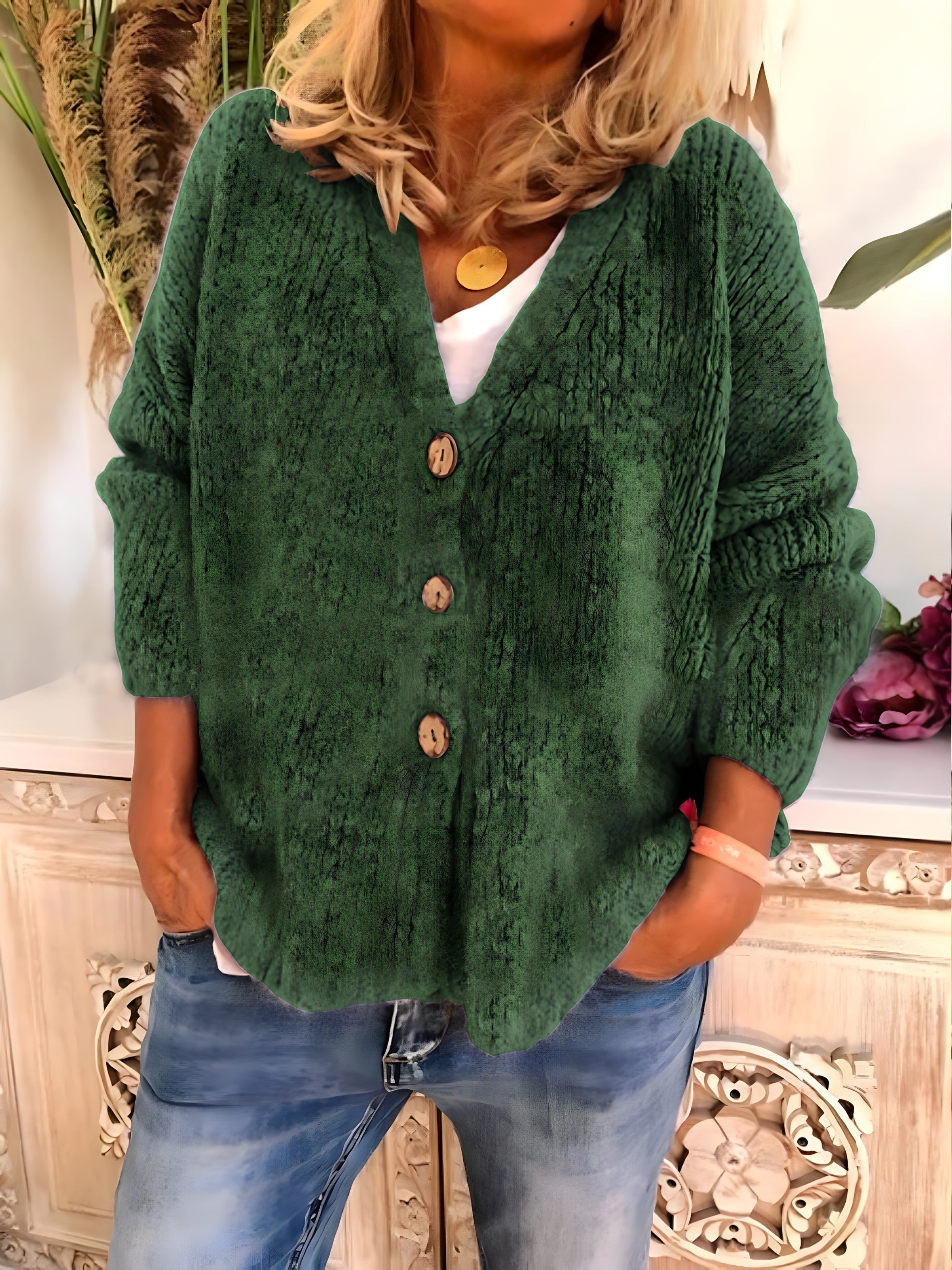 Cardigan V-Neck Button Front Soft Knit