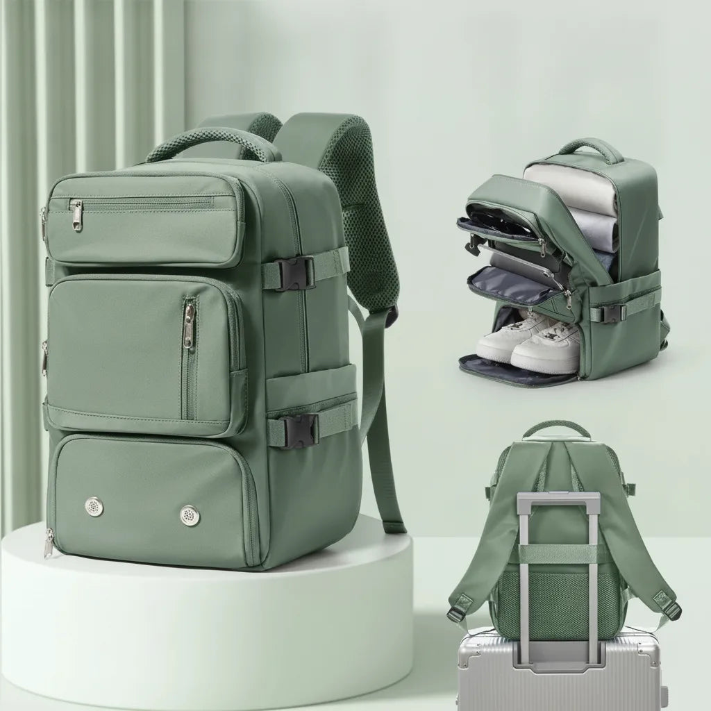 Carry-On Backpack Airline-Compliant Padded Laptop & Shoe Compartment