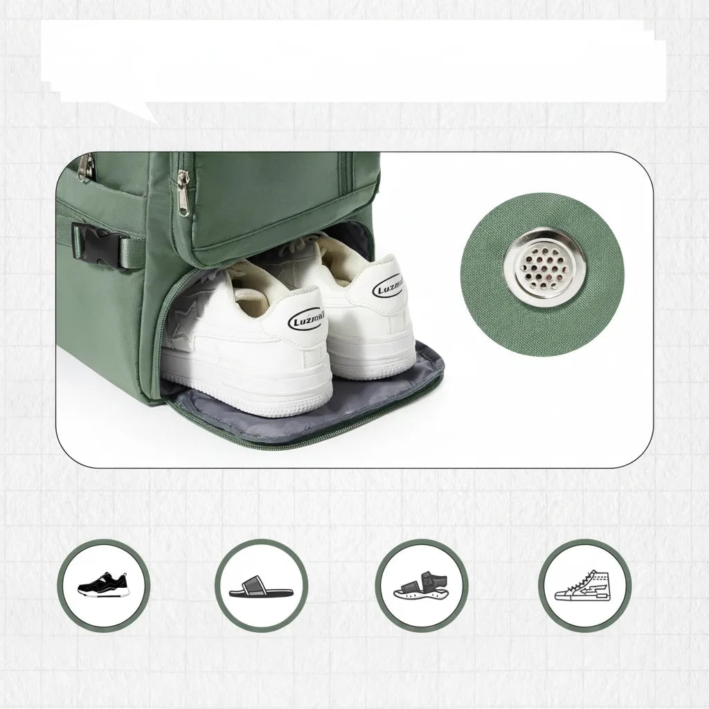 Carry-On Backpack Airline-Compliant Padded Laptop & Shoe Compartment