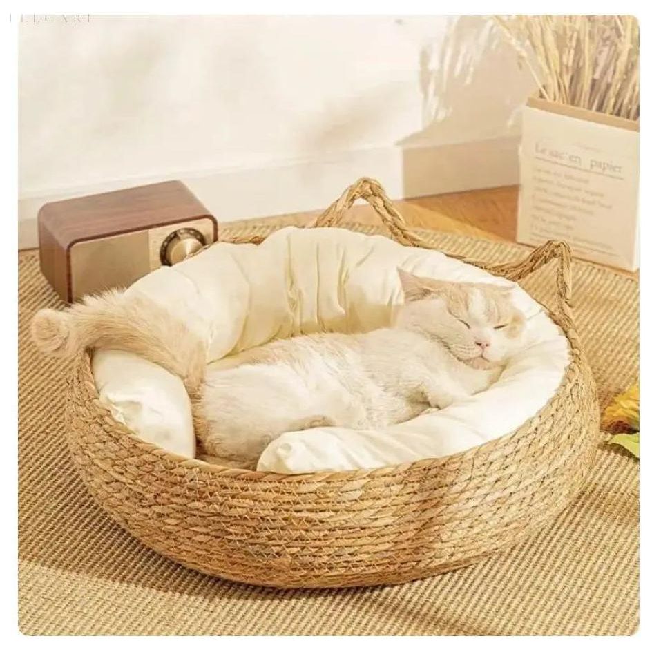 Cat Bed Bamboo Raised Edge Machine Washable Cushion