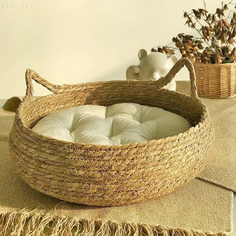 Cat Bed Bamboo Raised Edge Machine Washable Cushion