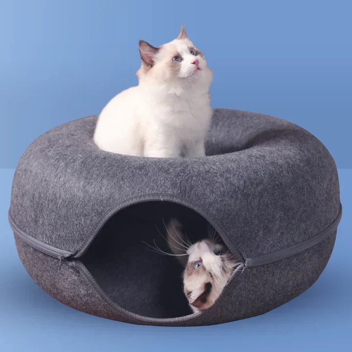 Cat Bed Donut-Shaped Durable Felt & Elevated Sides