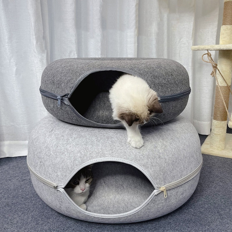 Cat Bed Donut-Shaped Durable Felt & Elevated Sides