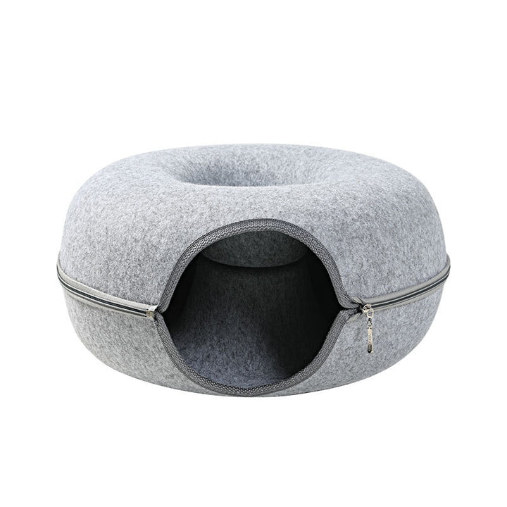 Cat Bed Donut-Shaped Durable Felt & Elevated Sides