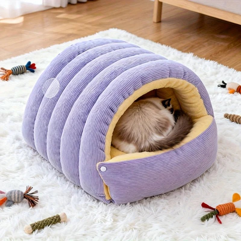 Cat Cave Corduroy Cover Arctic Fleece Lining