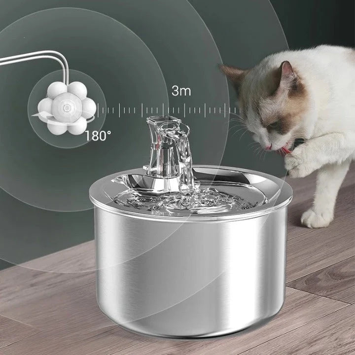 Cat Fountain Motion-Activated Stainless Steel 4-Stage Filtration 2.1L