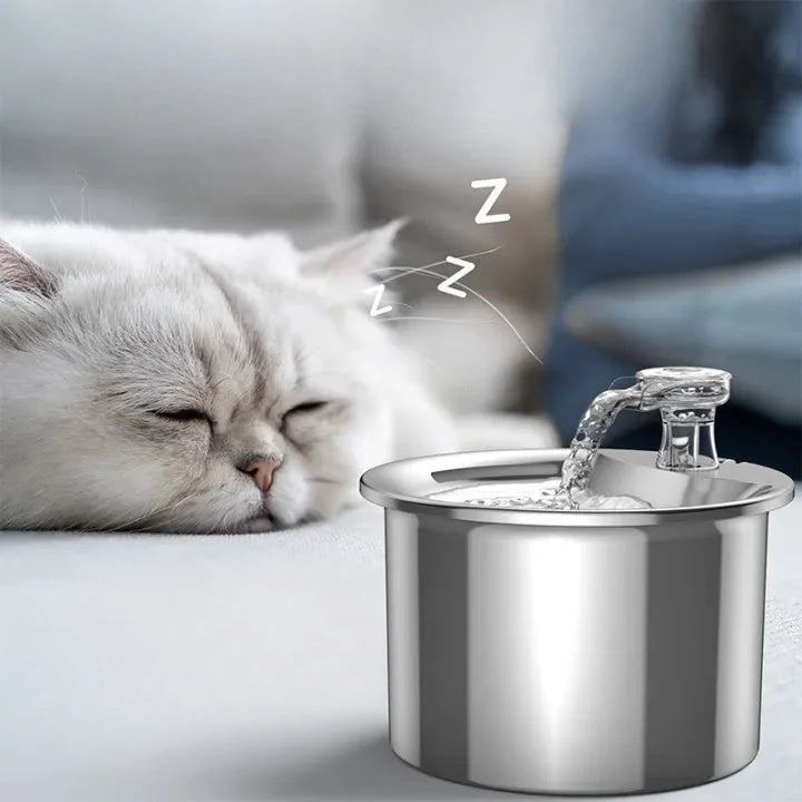 Cat Fountain Motion-Activated Stainless Steel 4-Stage Filtration 2.1L