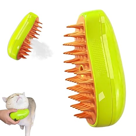 Cat Grooming Brush 3-in-1 Steam Spray & Silicone Bristles