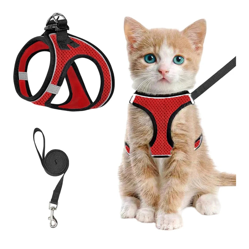 Cat Harness Breathable Mesh Reflective Adjustable Velcro