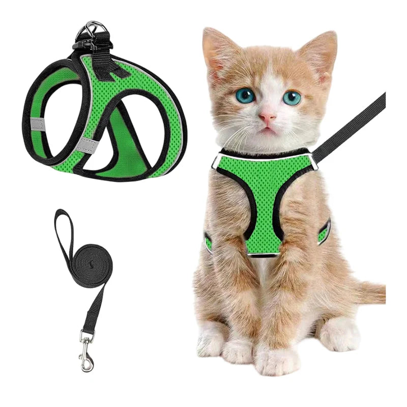 Cat Harness Breathable Mesh Reflective Adjustable Velcro