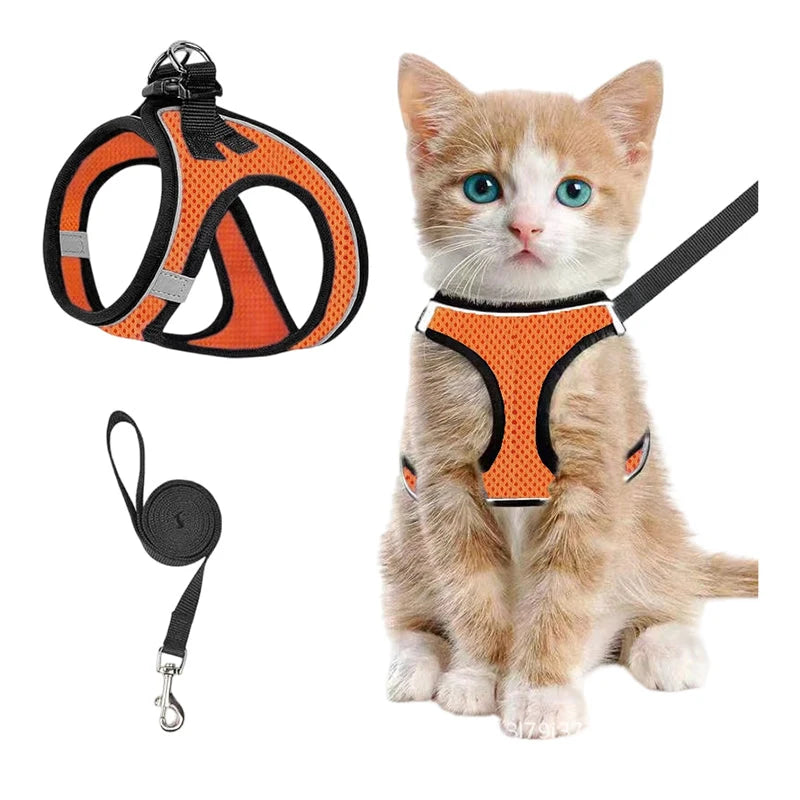 Cat Harness Breathable Mesh Reflective Adjustable Velcro