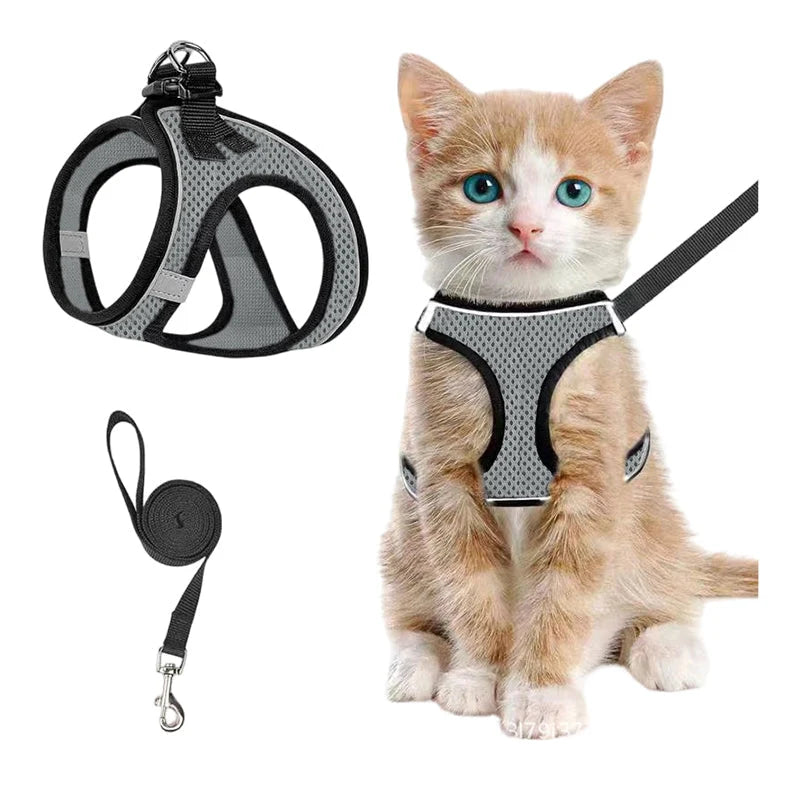 Cat Harness Breathable Mesh Reflective Adjustable Velcro