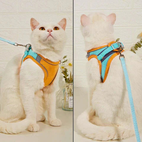 Cat Harness & Leash Soft Padded Reflective Stripes
