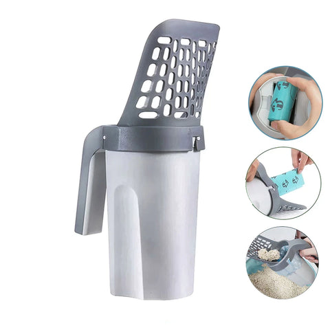 Cat Litter Scoop 2-In-1 Integrated Bin Odor-Sealing Biodegradable Bags