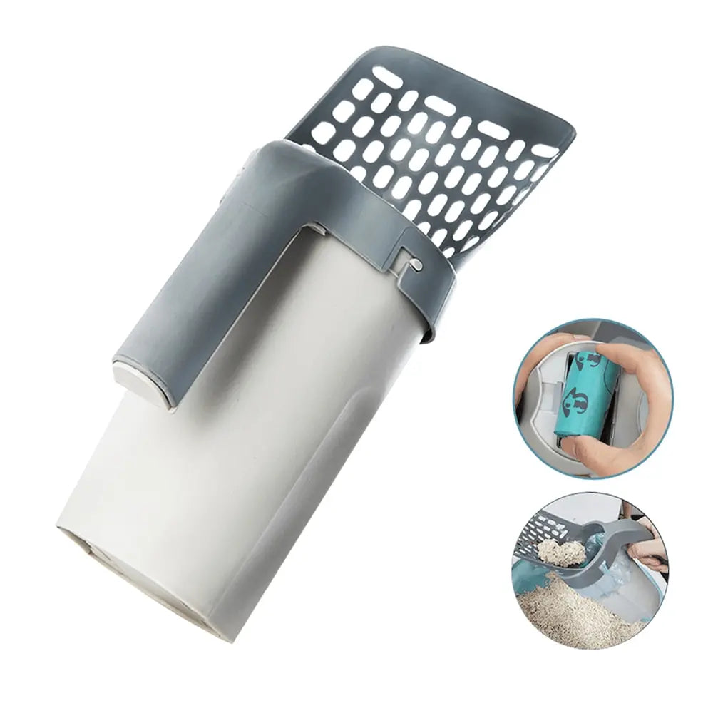 Cat Litter Scoop Integrated Waste Container Includes Bag Rolls