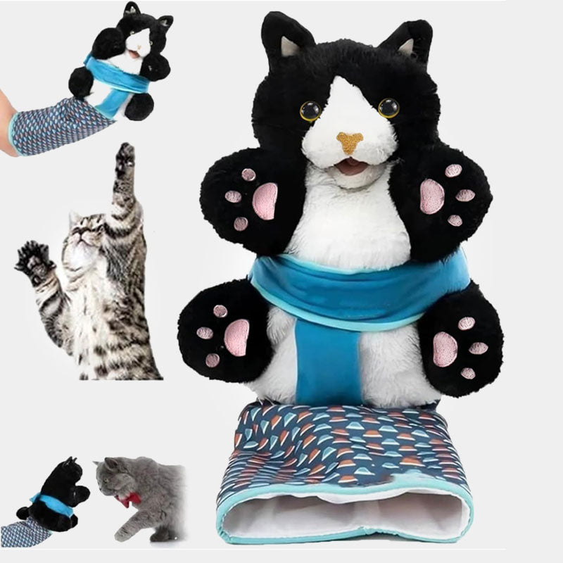 Cat Play Glove Padded Plush Kitten & Seven Pouches