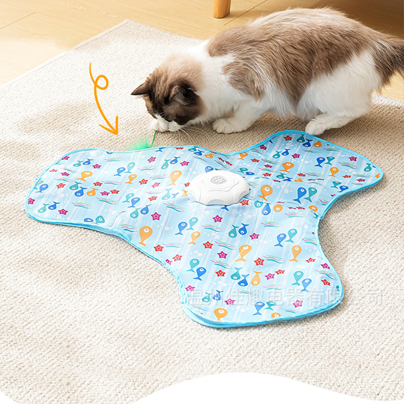 Cat Play Mat Hidden Feather & Rechargeable Battery
