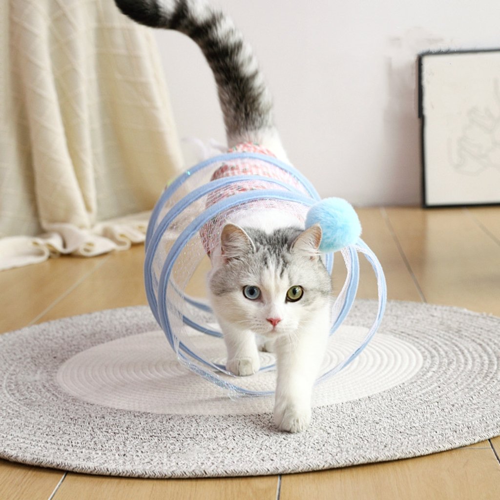Cat Play Tunnel Curved Foldable Sisal & Feather Toys