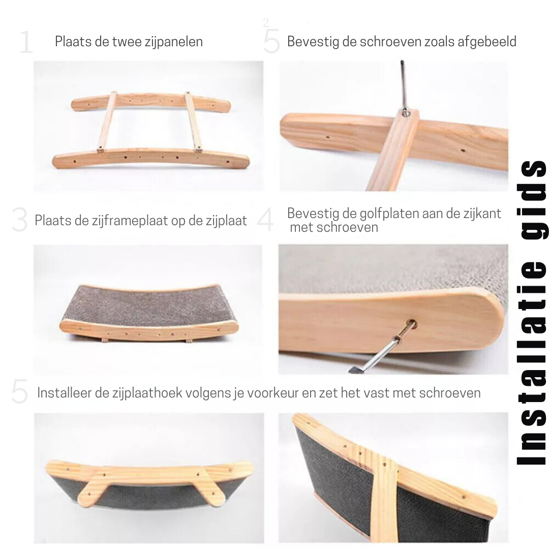 Cat Scratching Bed Wooden Frame & Replaceable Corrugated Mat