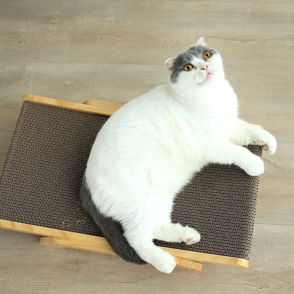 Cat Scratching Bed Wooden Frame & Replaceable Corrugated Mat