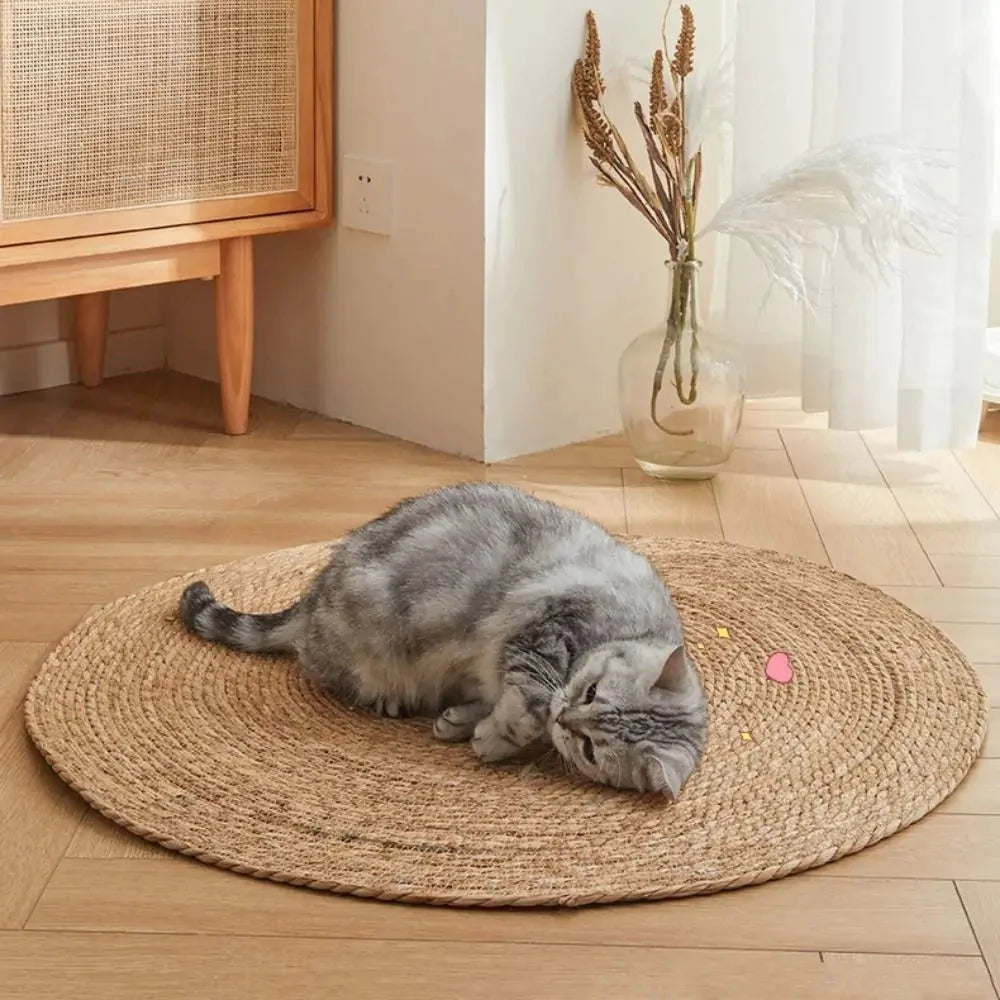 Cat Scratching Mat Braided Jute Durable & Space-Saving