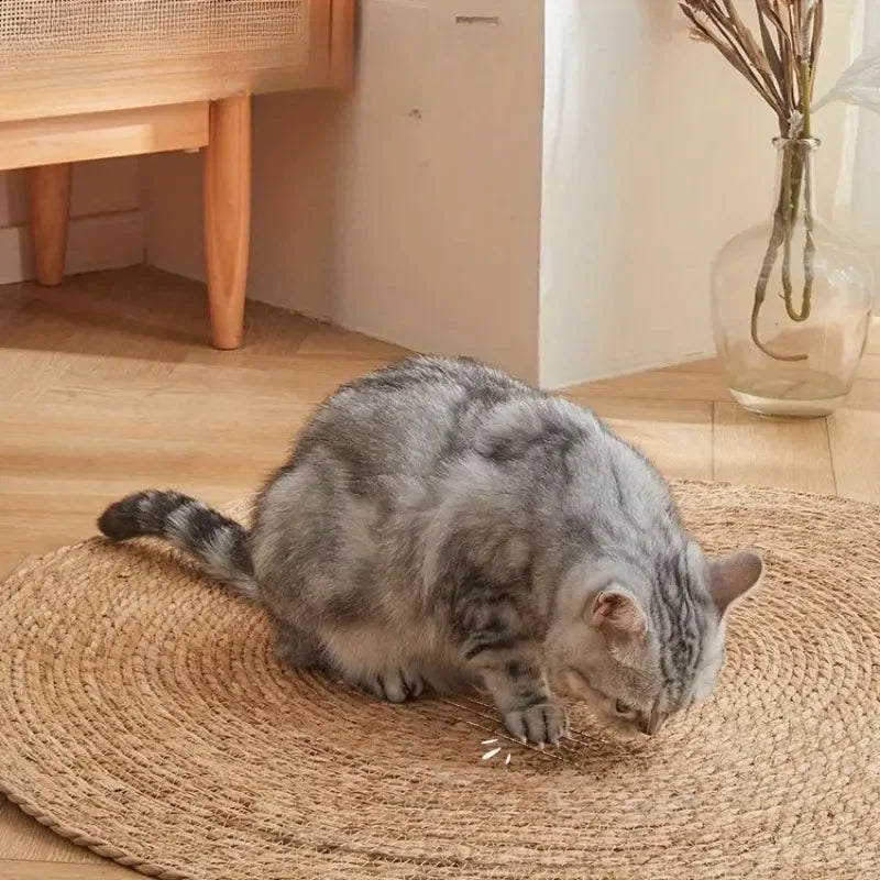 Cat Scratching Mat Braided Jute Durable & Space-Saving