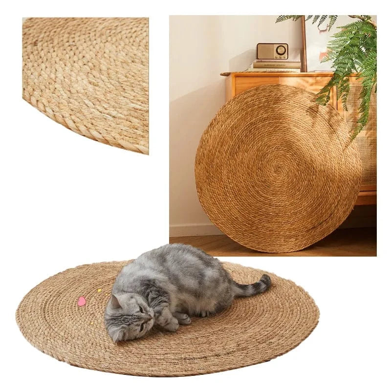 Cat Scratching Mat Braided Jute Durable & Space-Saving