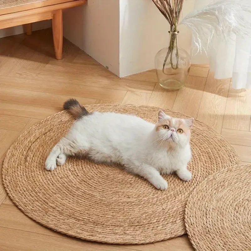 Cat Scratching Mat Braided Jute Durable & Space-Saving