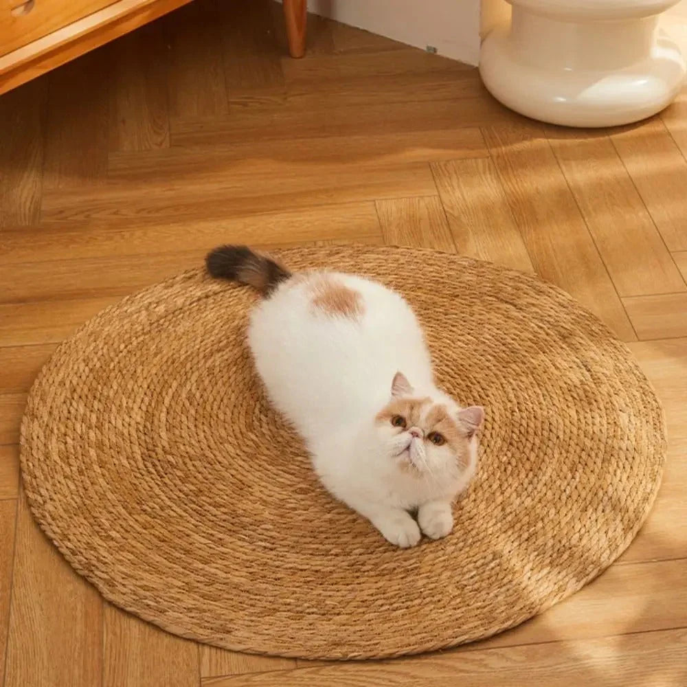 Cat Scratching Mat Braided Jute Durable & Space-Saving