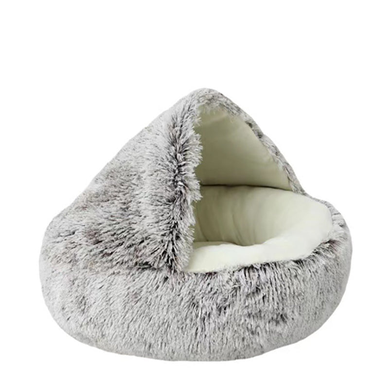 Cat & Small Dog Bed Plush Semi-Cave Machine Washable