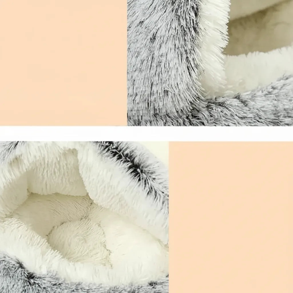 Cat & Small Dog Bed Plush Semi-Cave Machine Washable