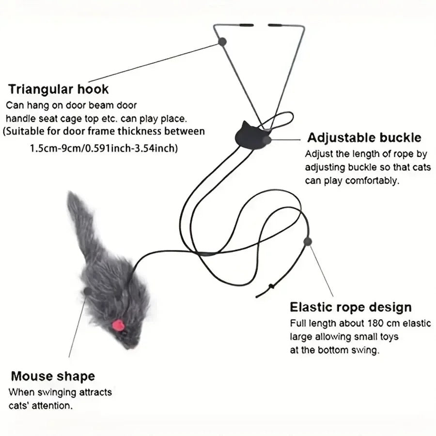 Cat Toy Door-Mounted Elastic Mouse Adjustable Buckle