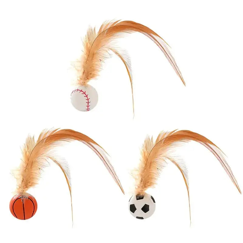 Cat Toy Interactive Battery-Free Silicone & Natural Feathers