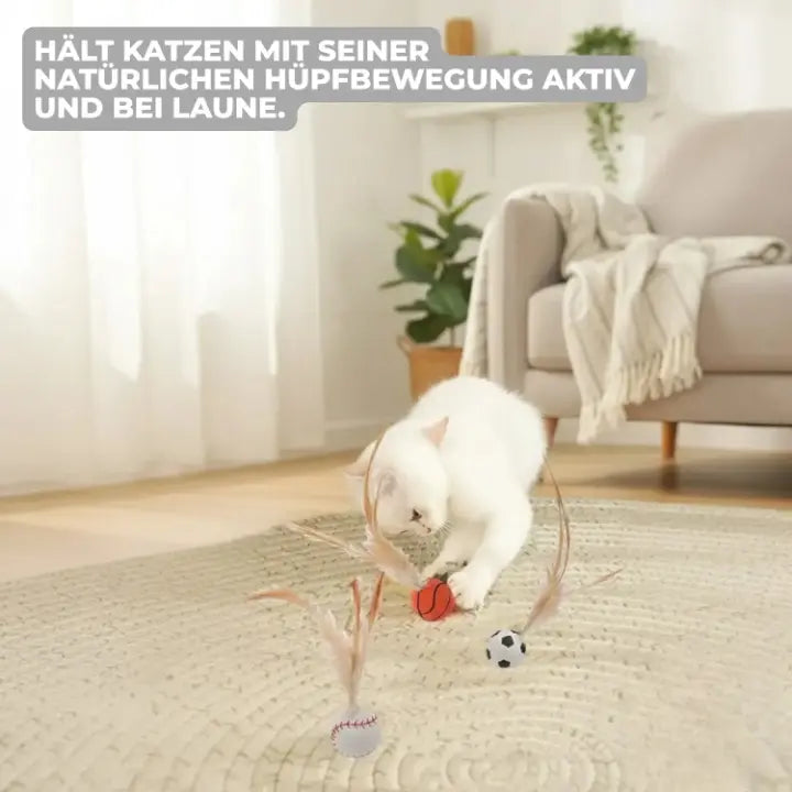 Cat Toy Interactive Battery-Free Silicone & Natural Feathers
