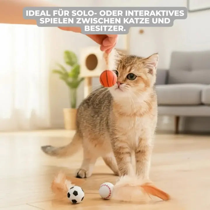 Cat Toy Interactive Battery-Free Silicone & Natural Feathers