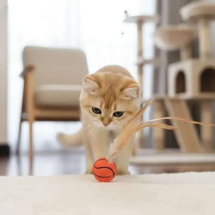 Cat Toy Interactive Battery-Free Silicone & Natural Feathers