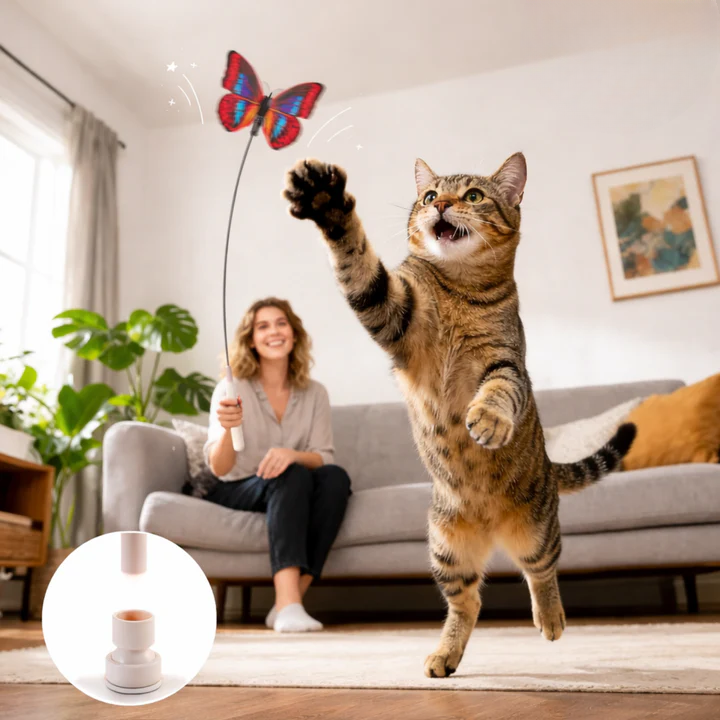 Cat Toy Interactive Fluttering USB Rechargeable Food-Grade Silicone