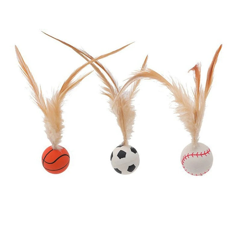 Cat Toy Self-Bouncing Feathered & Bite-Resistant