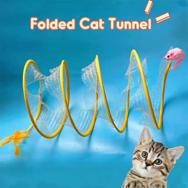 Cat Tunnel Foldable Steel Frame & Integrated Toys