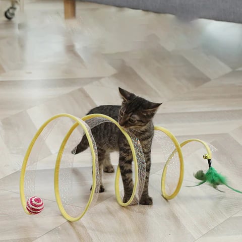 Cat Tunnel Foldable Steel Frame & Integrated Toys