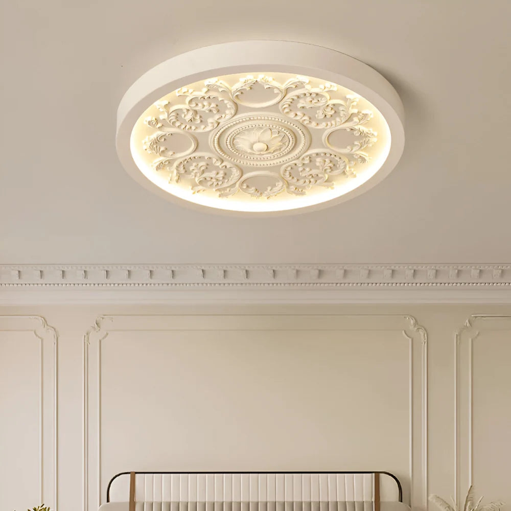 Ceiling Light Carved Floral LED Dimmable Remote