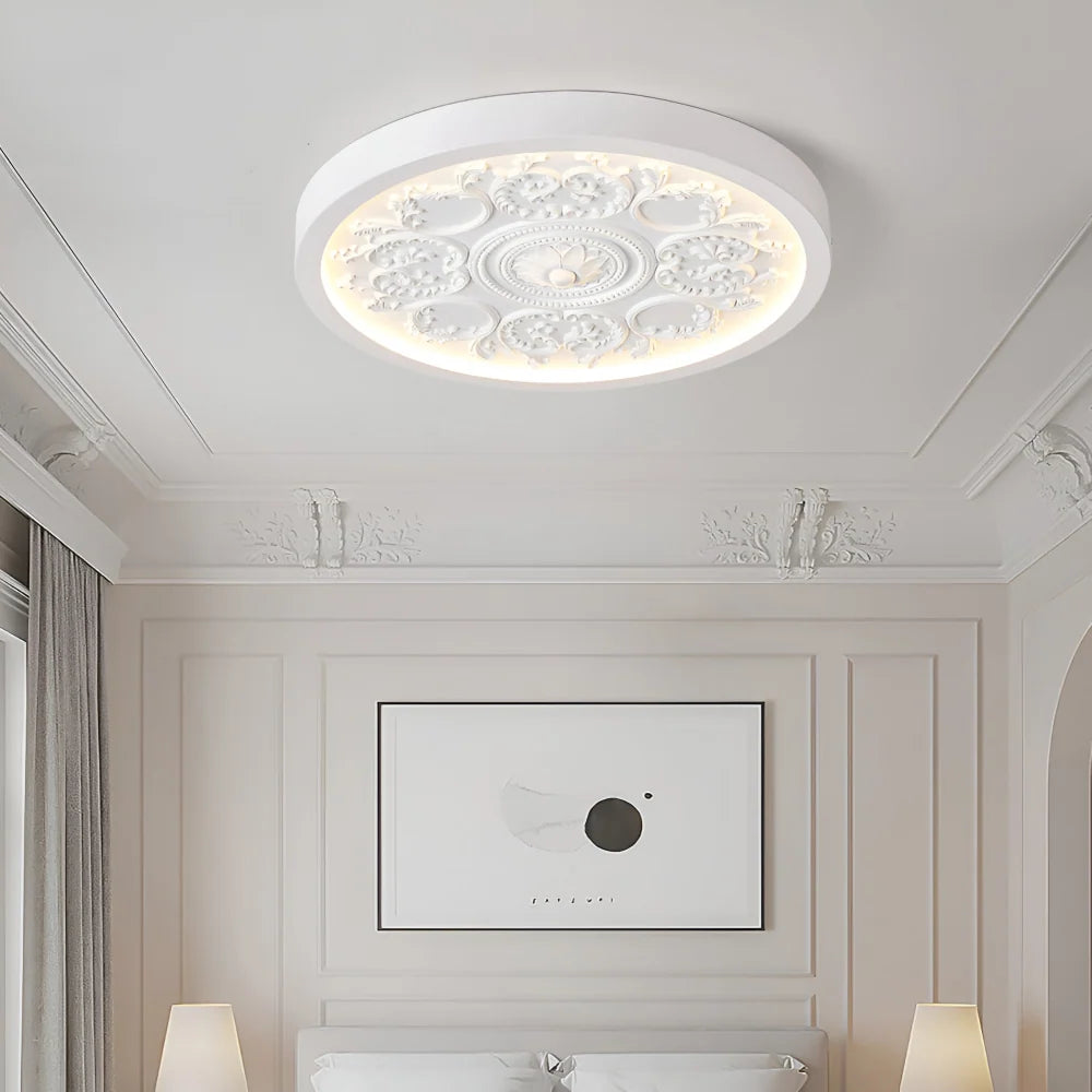 Ceiling Light Carved Floral LED Dimmable Remote