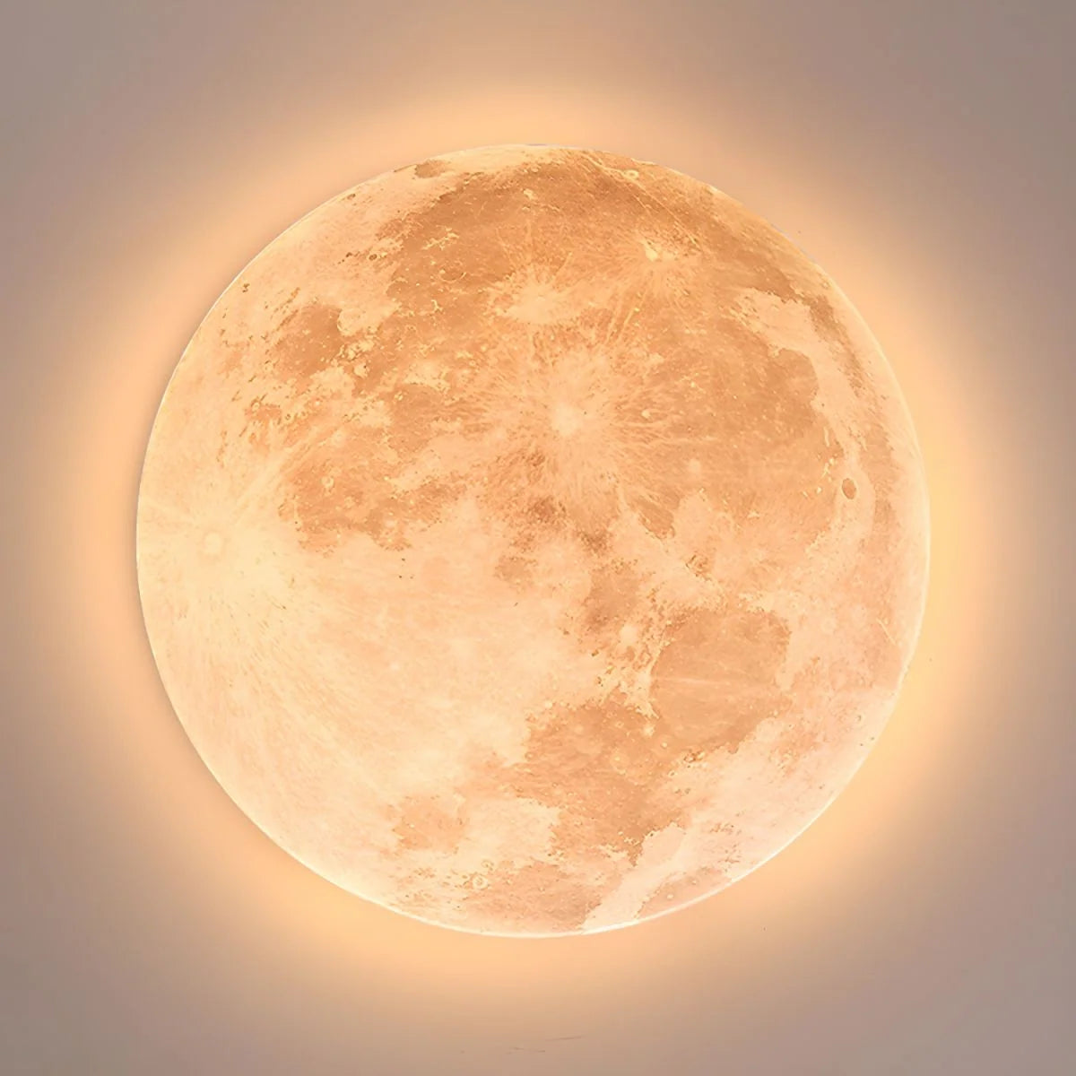 Ceiling Light Moon Design Solid Wood Frame Dimmable With Remote