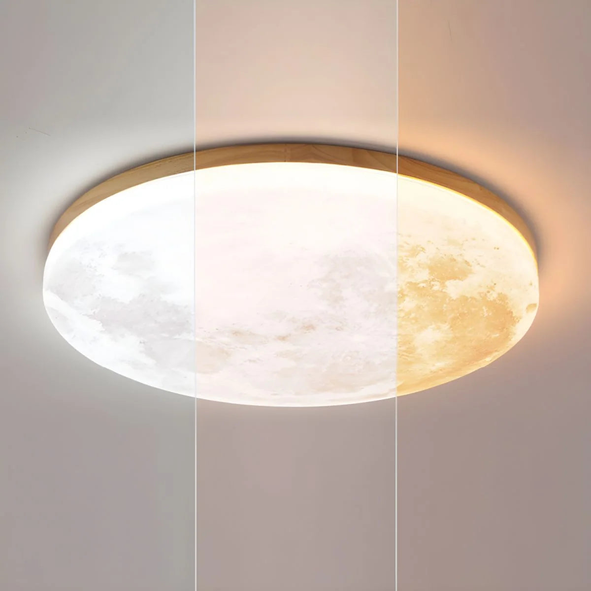 Ceiling Light Moon Design Solid Wood Frame Dimmable With Remote